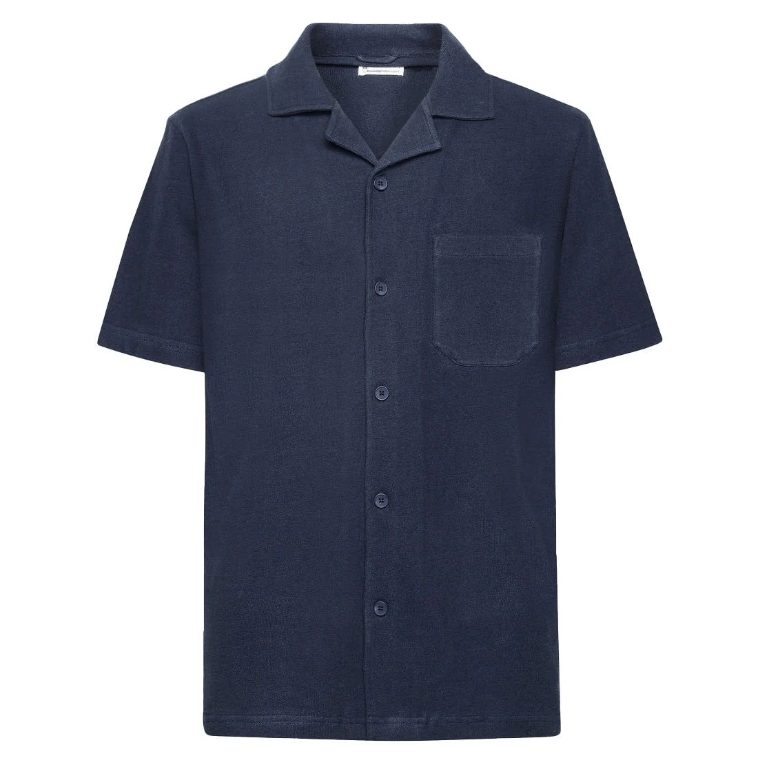 Knowledge Cotton Apparel Box Short Sleeve Cotton Boucle Shirt Night Sky - Image 2