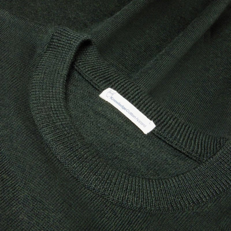 Knowledge Cotton Apparel Classic Merino Wool Crew Forest Night - Image 4
