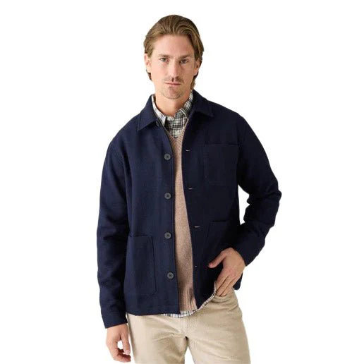 Knowledge Cotton Apparel Merino Wool Overshirt Night Sky