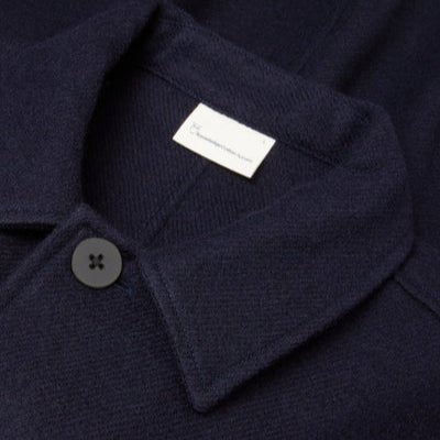 Knowledge Cotton Apparel Merino Wool Overshirt Night Sky - Image 3