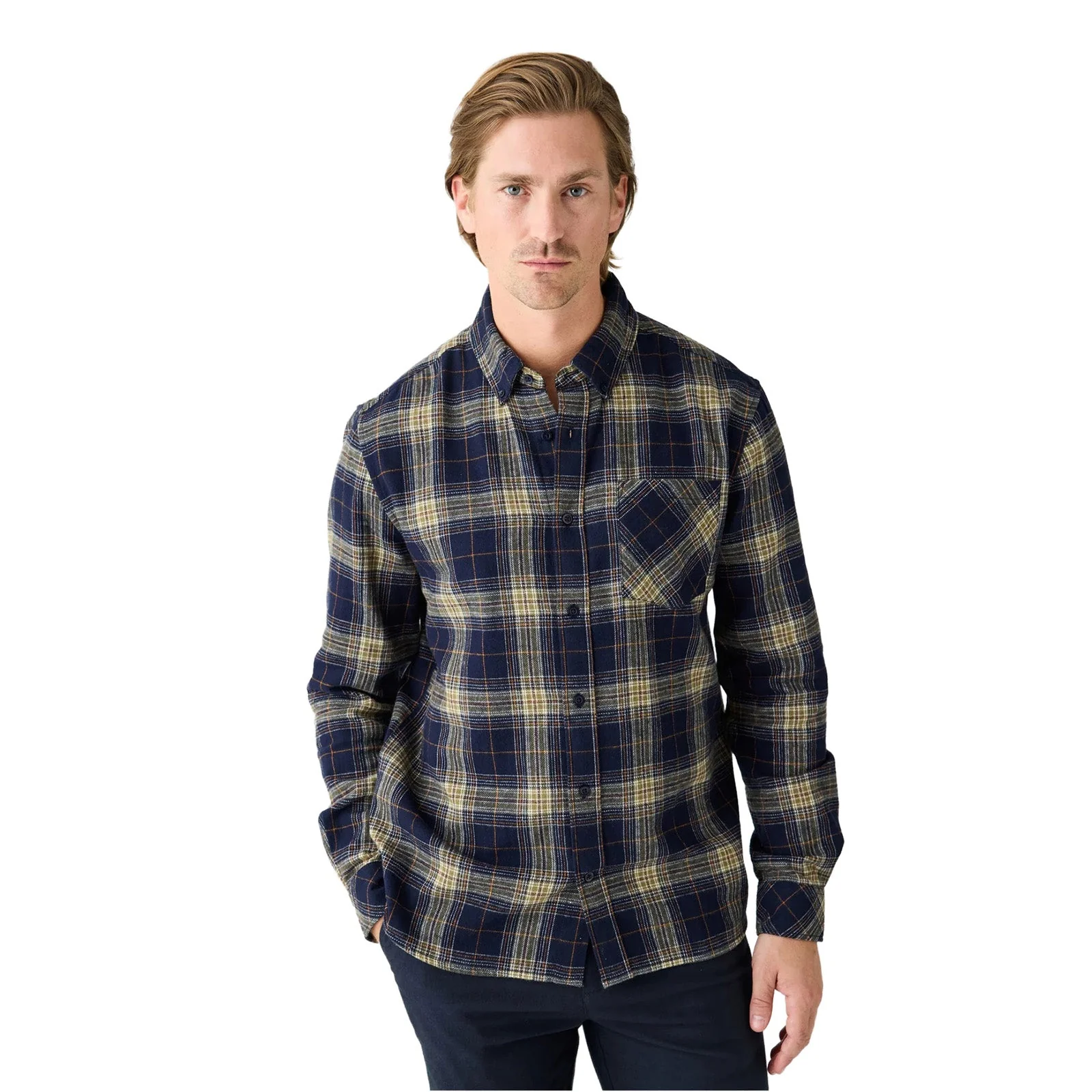 Knowledge Cotton Apparel Organic Checked Flannel Shirt Blue