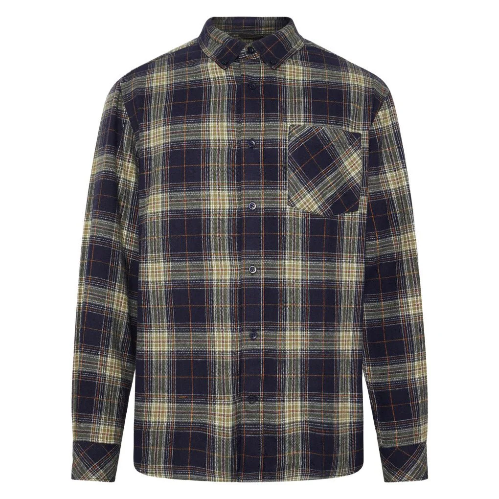 Knowledge Cotton Apparel Organic Checked Flannel Shirt Blue - Image 2