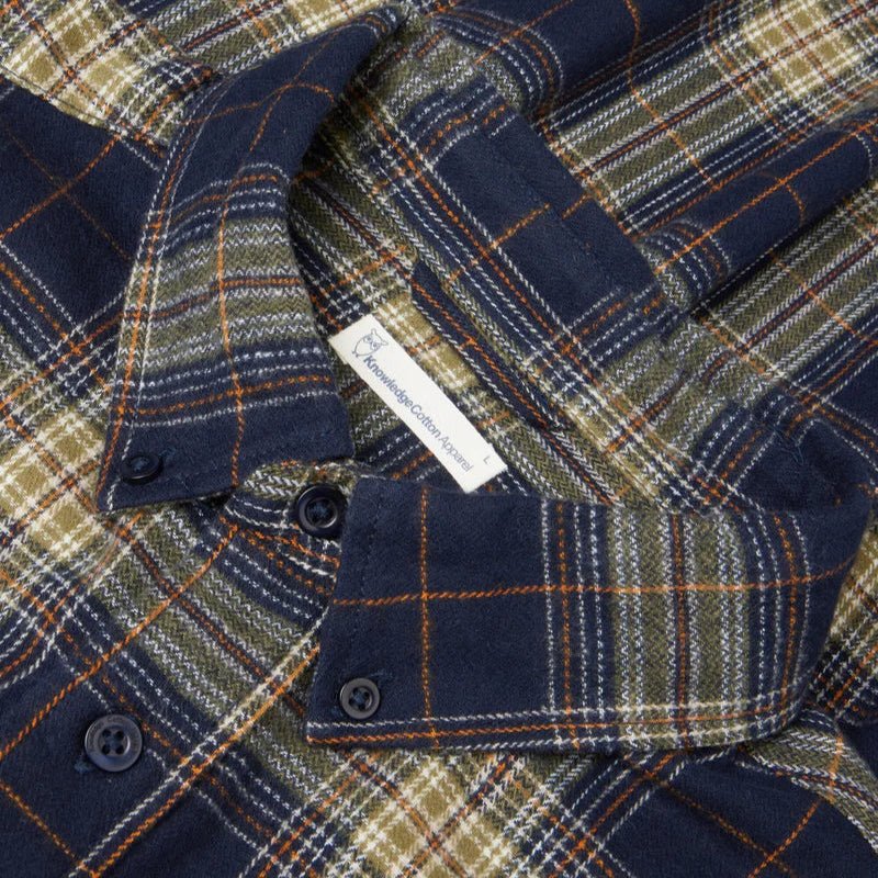 Knowledge Cotton Apparel Organic Checked Flannel Shirt Blue - Image 3
