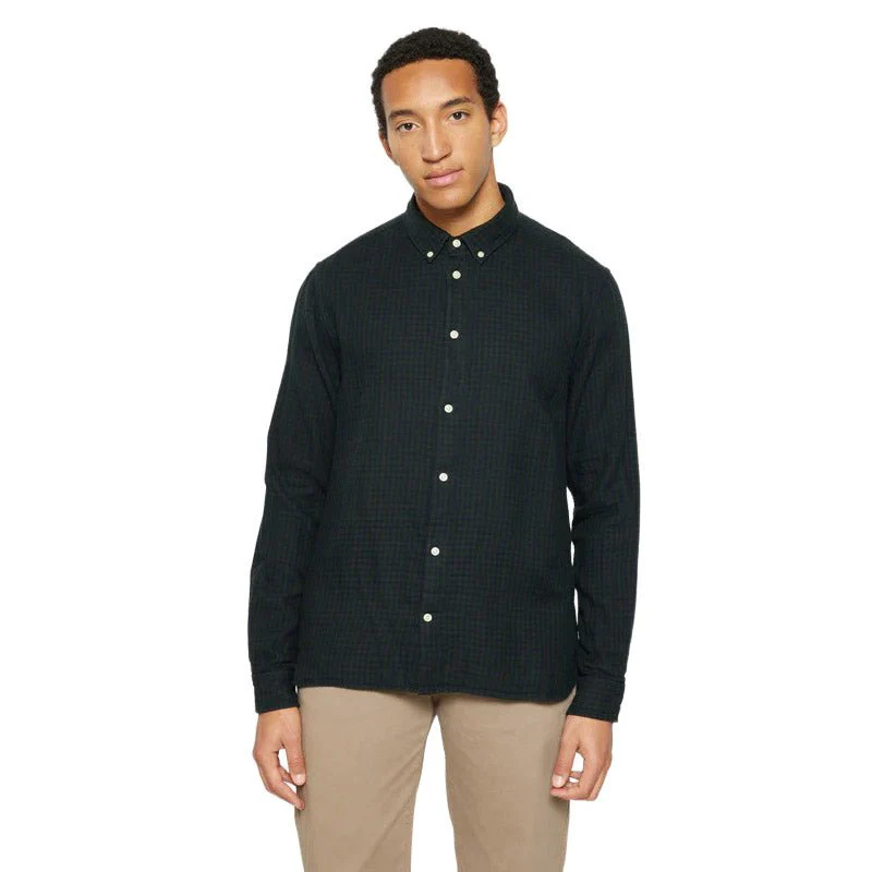 Knowledge Cotton Apparel Organic Cotton Check Shirt Green