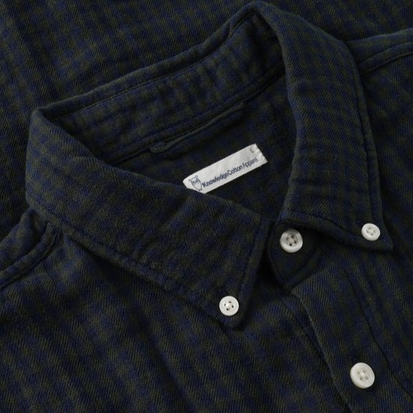 Knowledge Cotton Apparel Organic Cotton Check Shirt Green - Image 3