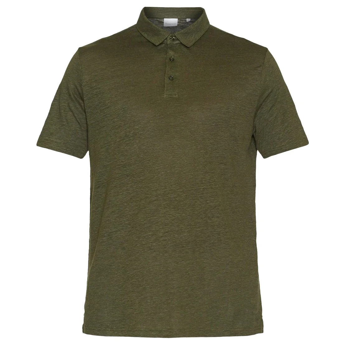 Knowledge Cotton Apparel Organic Linen Polo Shirt Forest Night - Image 2