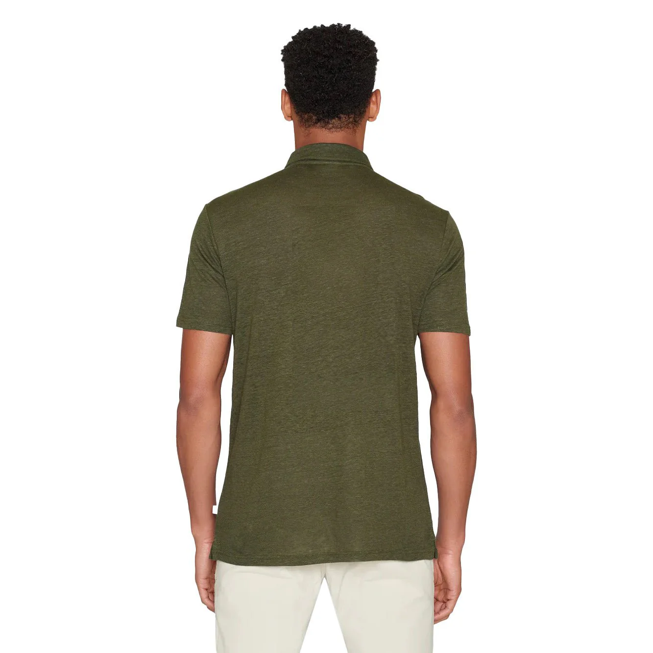 Knowledge Cotton Apparel Organic Linen Polo Shirt Forest Night - Image 4