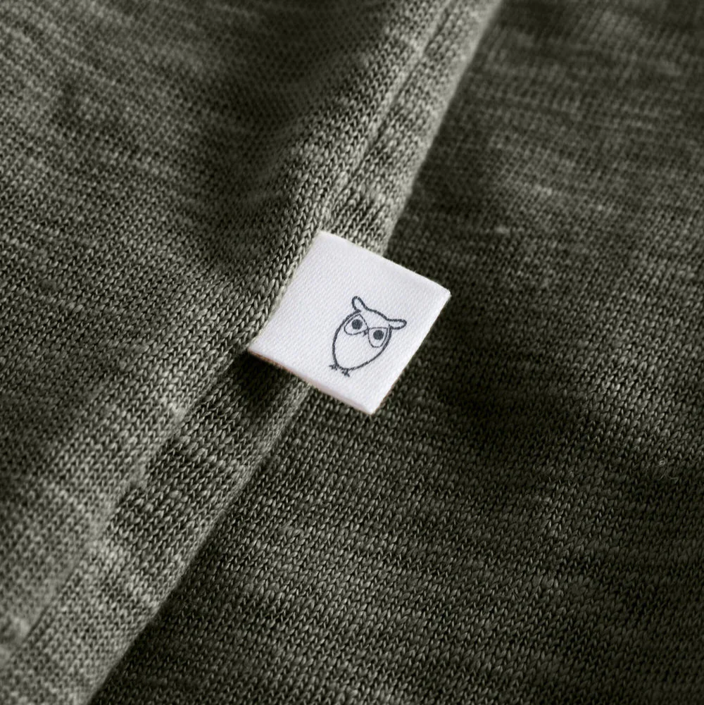 Knowledge Cotton Apparel Organic Linen Polo Shirt Forest Night - Image 5