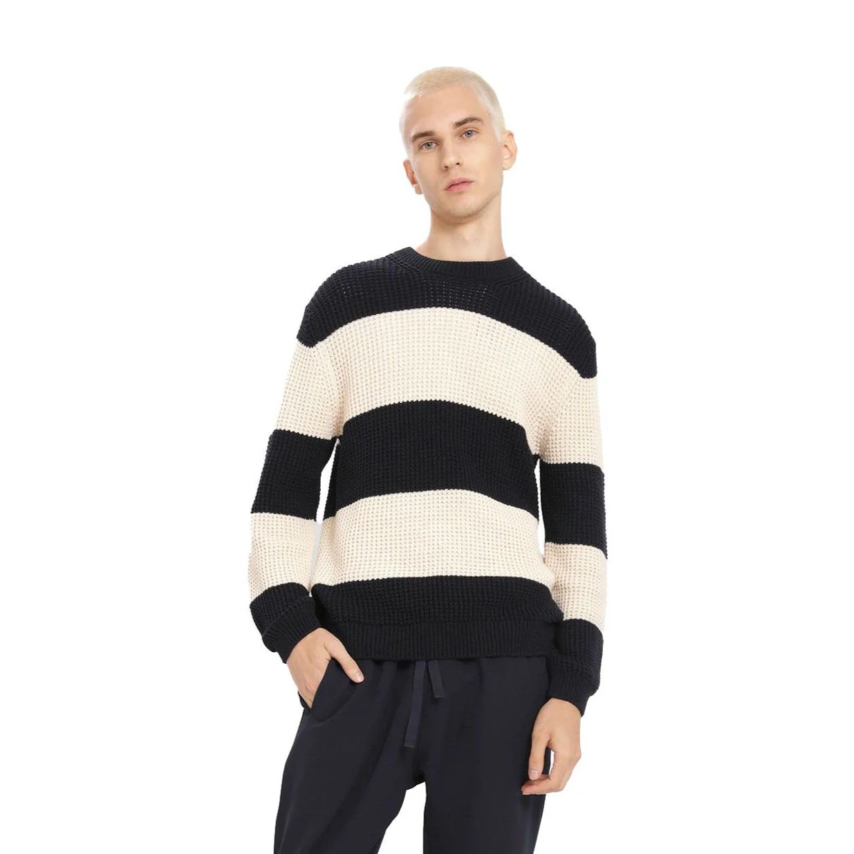 Loreak Mendian Ekhi Block Stripe Knit Navy