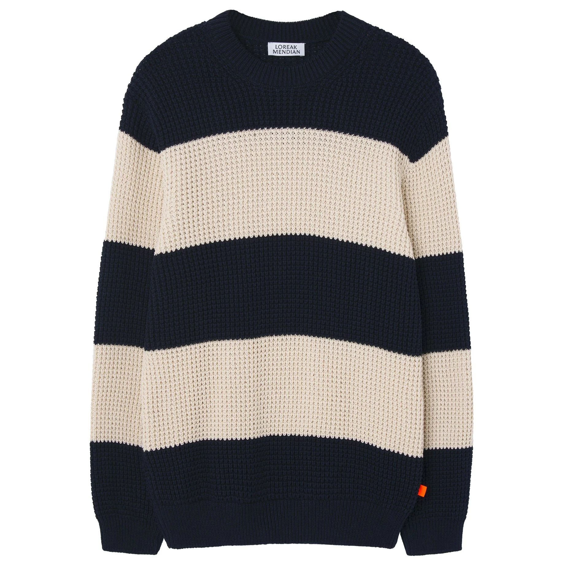 Loreak Mendian Ekhi Block Stripe Knit Navy - Image 2