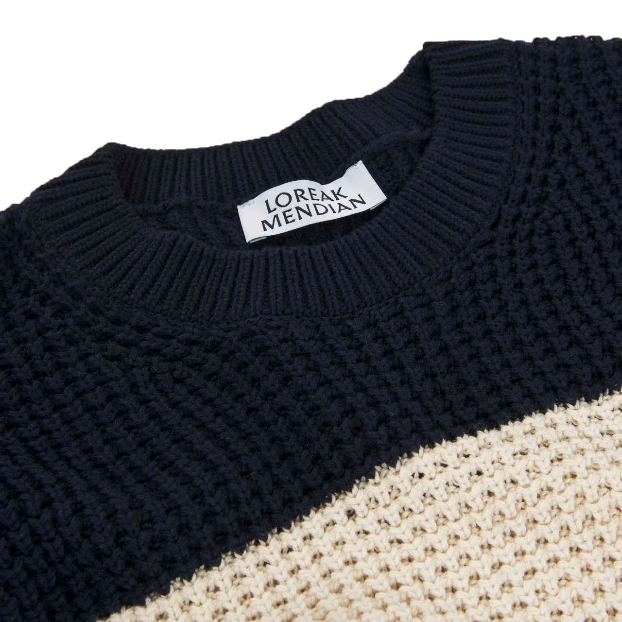 Loreak Mendian Ekhi Block Stripe Knit Navy - Image 4
