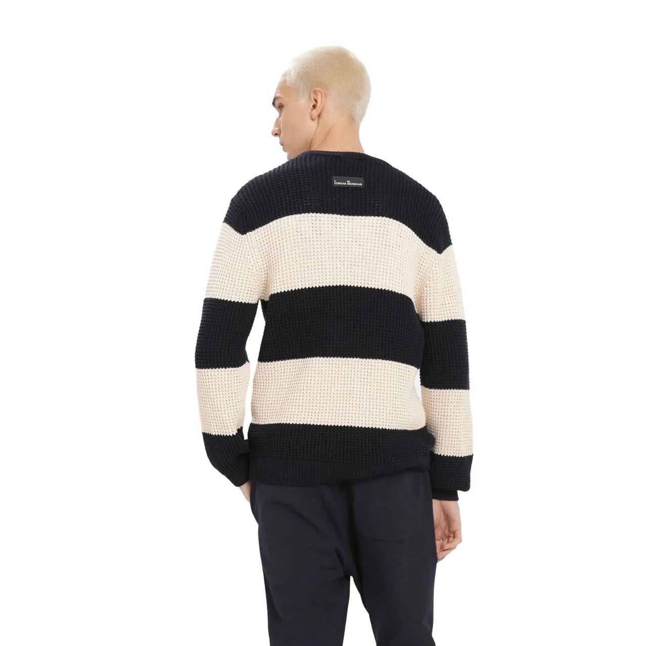Loreak Mendian Ekhi Block Stripe Knit Navy - Image 7