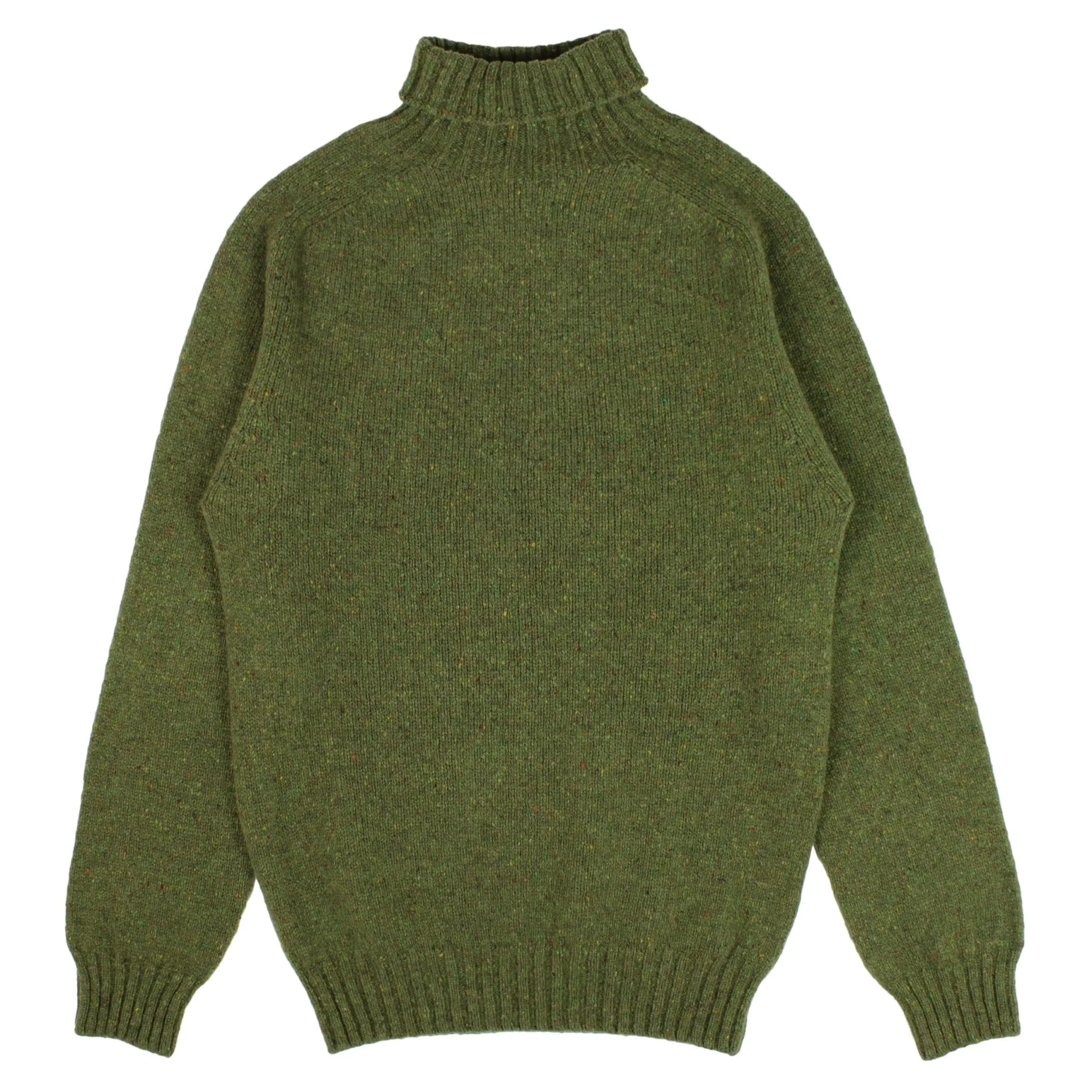 Merchant Menswear Chunky Nep Roll Neck Raasay Green