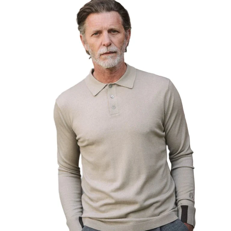Mos Mosh Gallery Adam Soft L/S Polo Knit Aluminium
