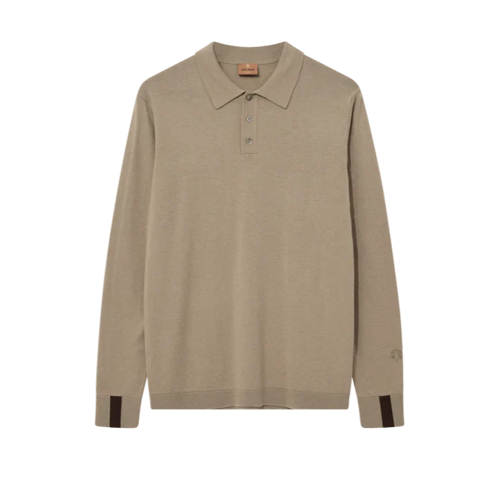 Mos Mosh Gallery Adam Soft L/S Polo Knit Aluminium - Image 2