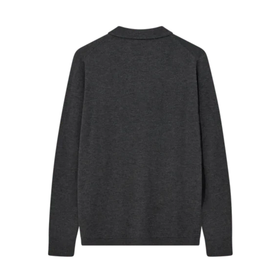 Mos Mosh Gallery Adam Soft L/S Polo Knit Charcoal Melange - Image 4