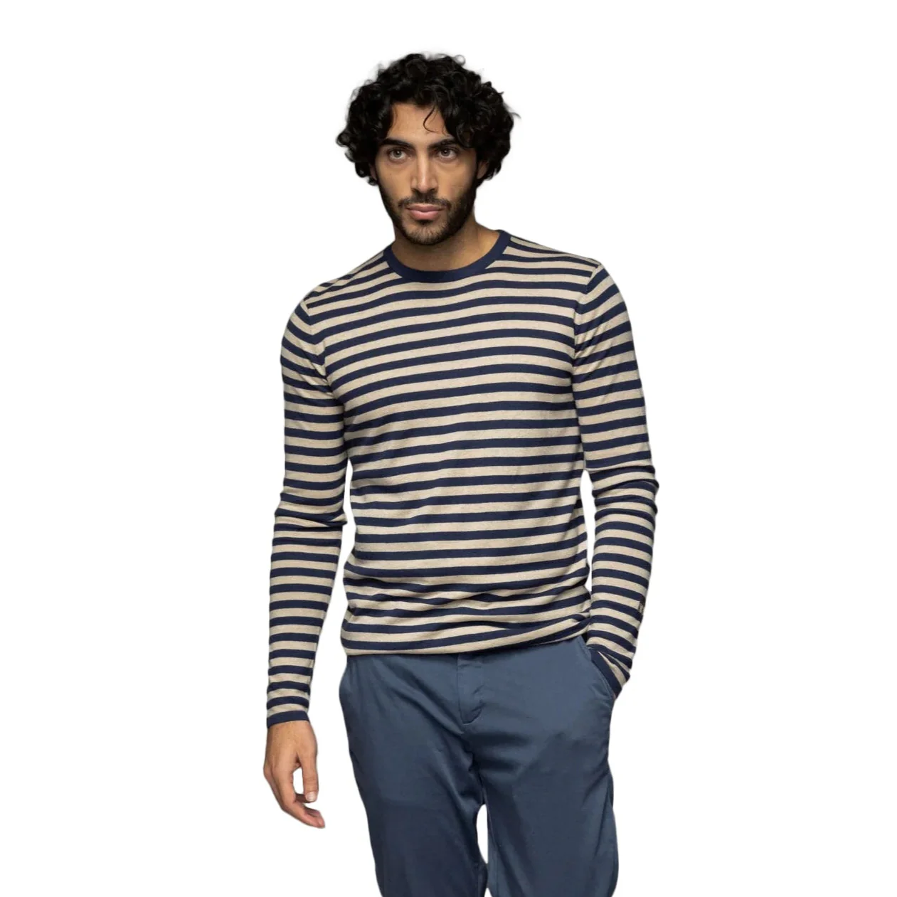 Mos Mosh Gallery Adam Soft Stripe Knit Dark Sky / Blue