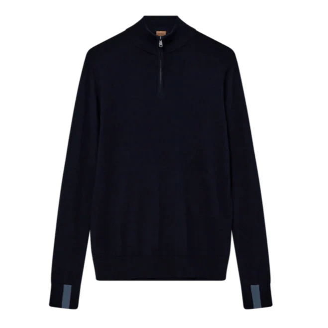 Mos Mosh Gallery Adam Soft Zip Turtle Neck Navy - Image 3