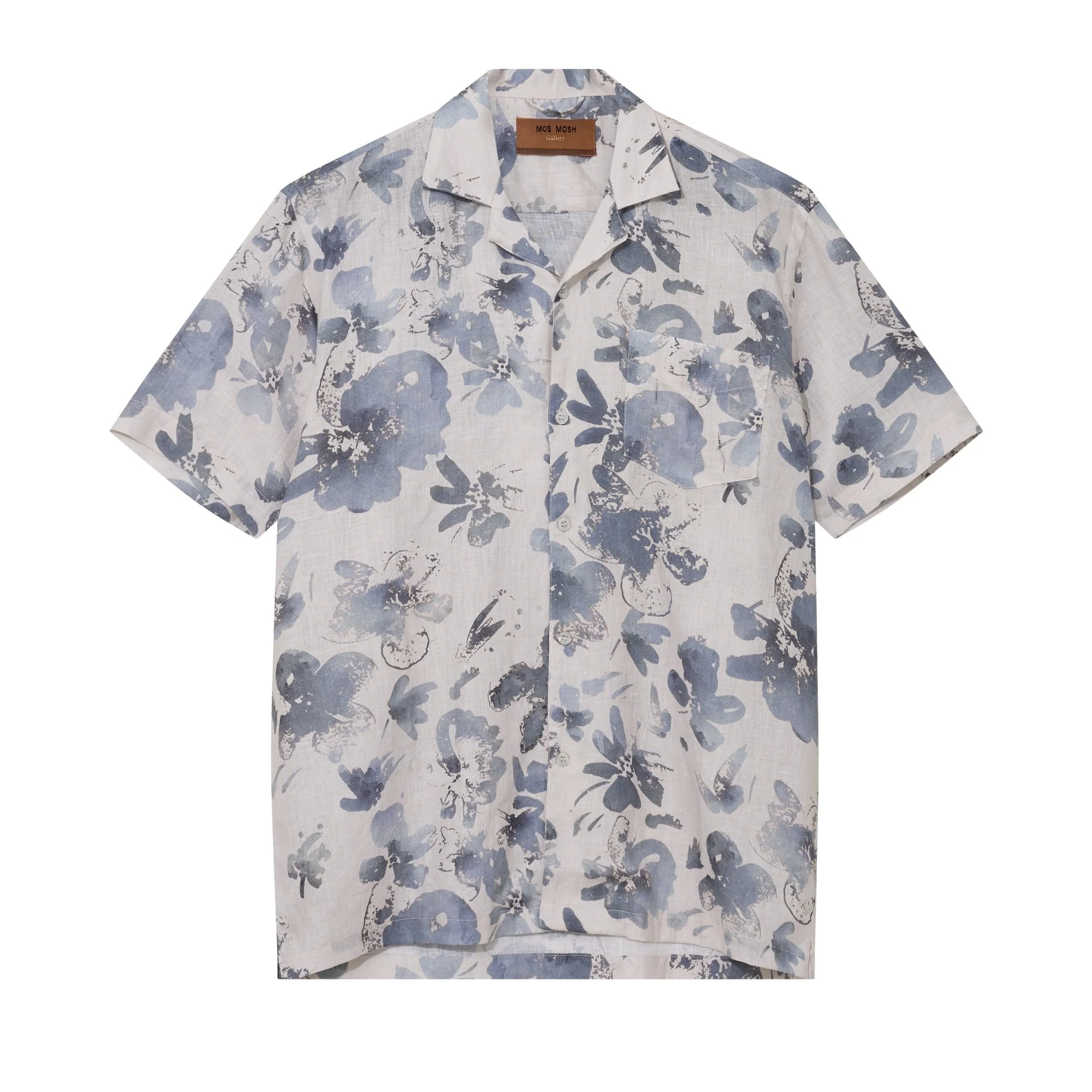 Mos Mosh Gallery Babel S/S Linen Shirt Ecru Print - Image 2