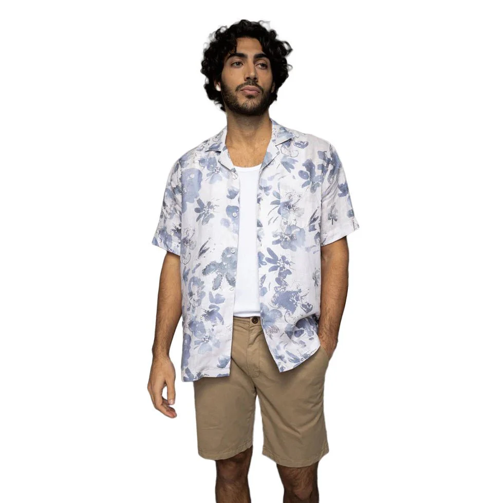 Mos Mosh Gallery Babel S/S Linen Shirt Ecru Print - Image 3