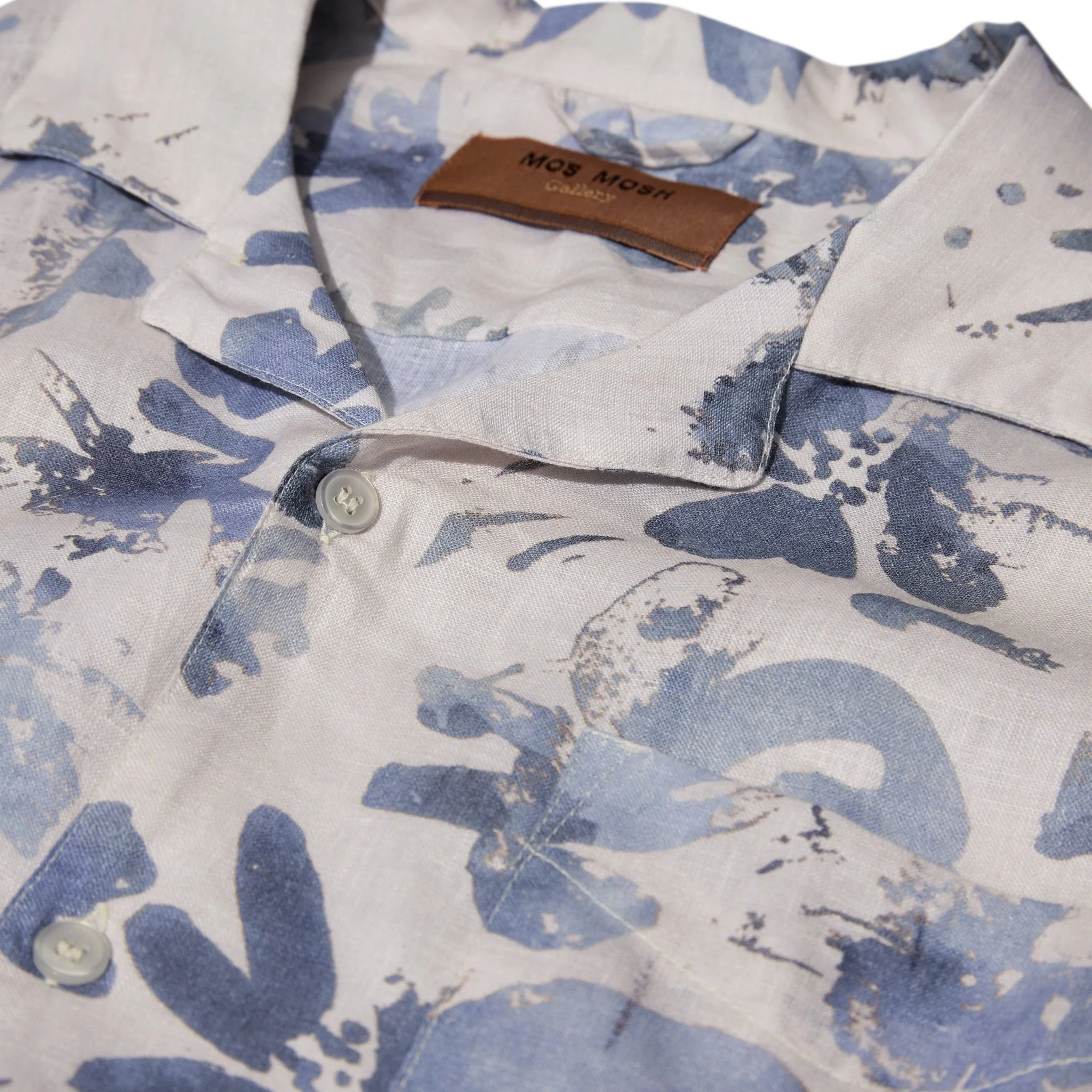 Mos Mosh Gallery Babel S/S Linen Shirt Ecru Print - Image 4