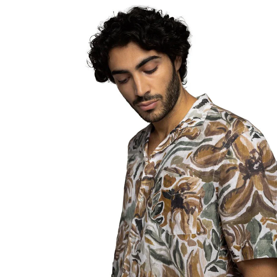 Mos Mosh Gallery Babel Sun Linen Shirt Foss Green - Image 3