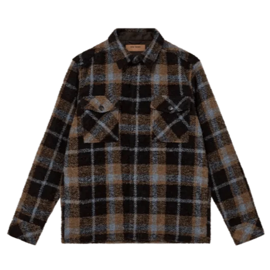 Mos Mosh Gallery Blake Alfa Overshirt Brown Latte Check