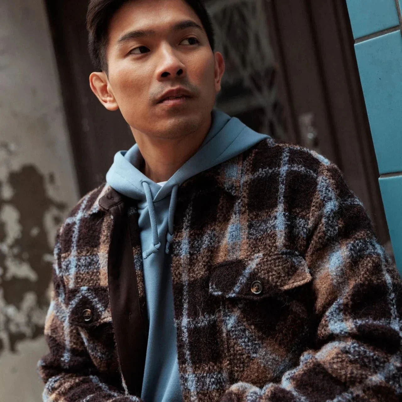 Mos Mosh Gallery Blake Alfa Overshirt Brown Latte Check - Image 2
