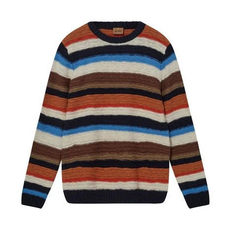 Mos Mosh Gallery Luis Stripe Crew Neck Indigo Stripe