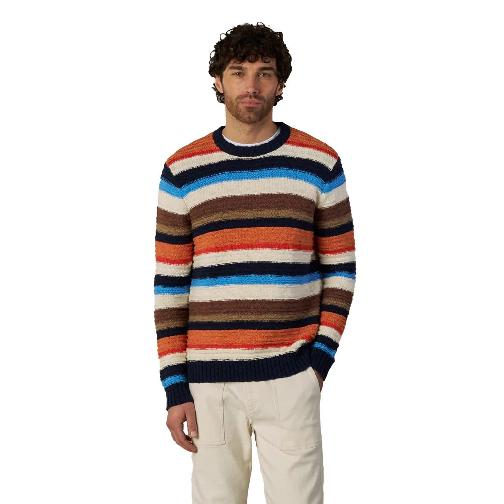 Mos Mosh Gallery Luis Stripe Crew Neck Indigo Stripe - Image 3