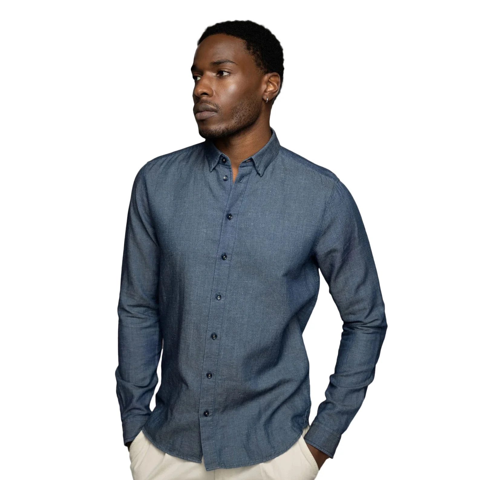 Mos Mosh Gallery Marco Chambray Shirt Navy