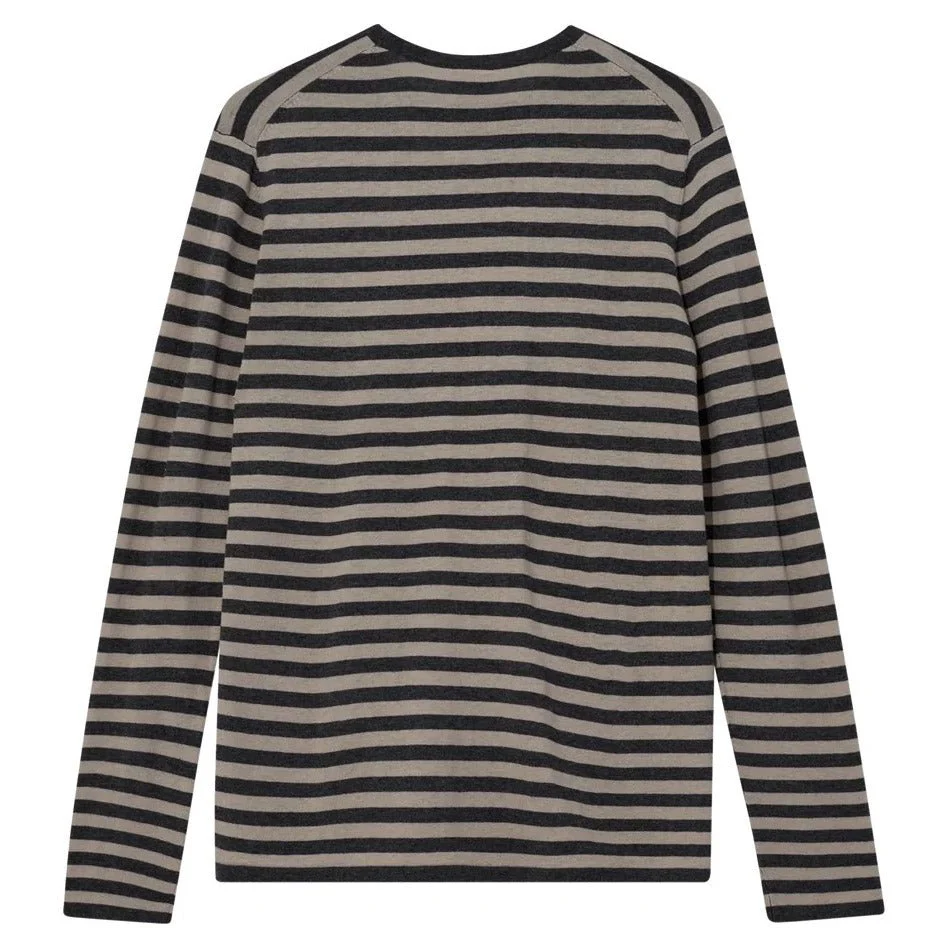 Mos Mosh Gallery Adam Soft Stripe Knit Charcoal Melange Stripe - Image 4