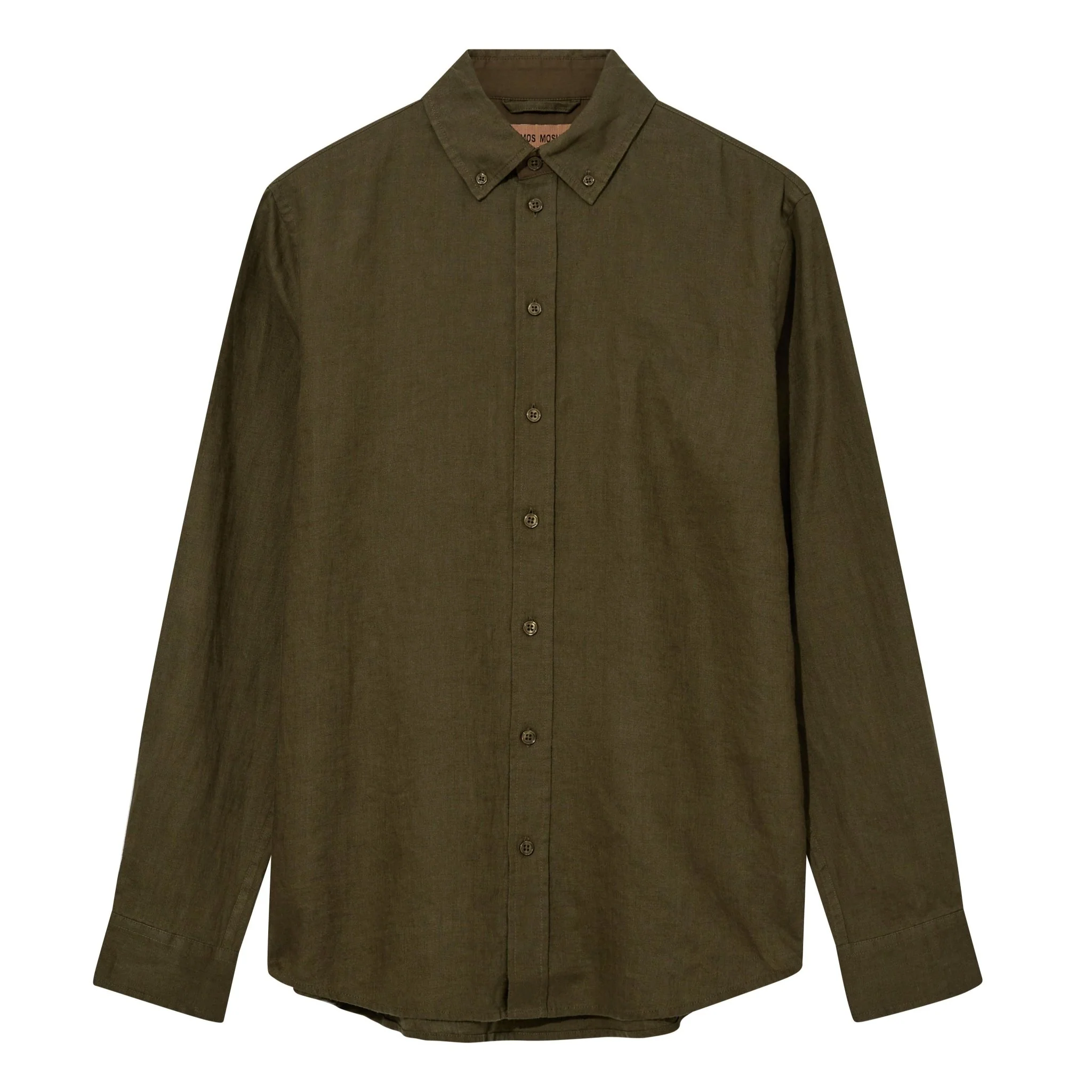 Mos Mosh Gallery Theo Linen Shirt DK Army Green