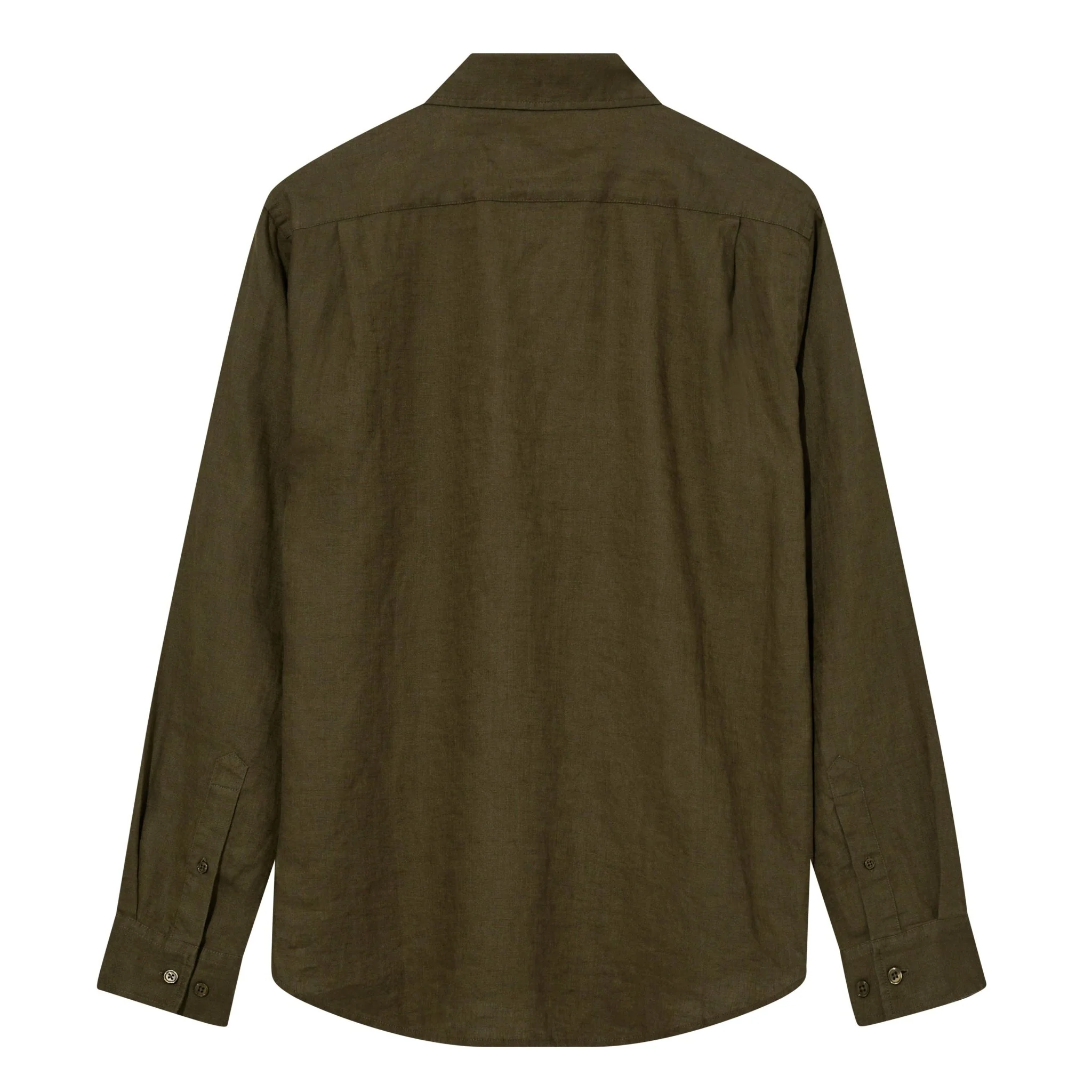 Mos Mosh Gallery Theo Linen Shirt DK Army Green - Image 3