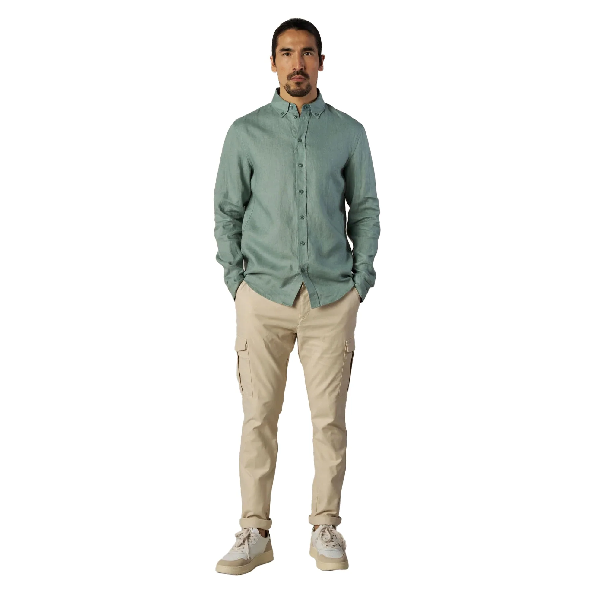 Mos Mosh Gallery Theo Linen Shirt Ice Greenville - Image 2