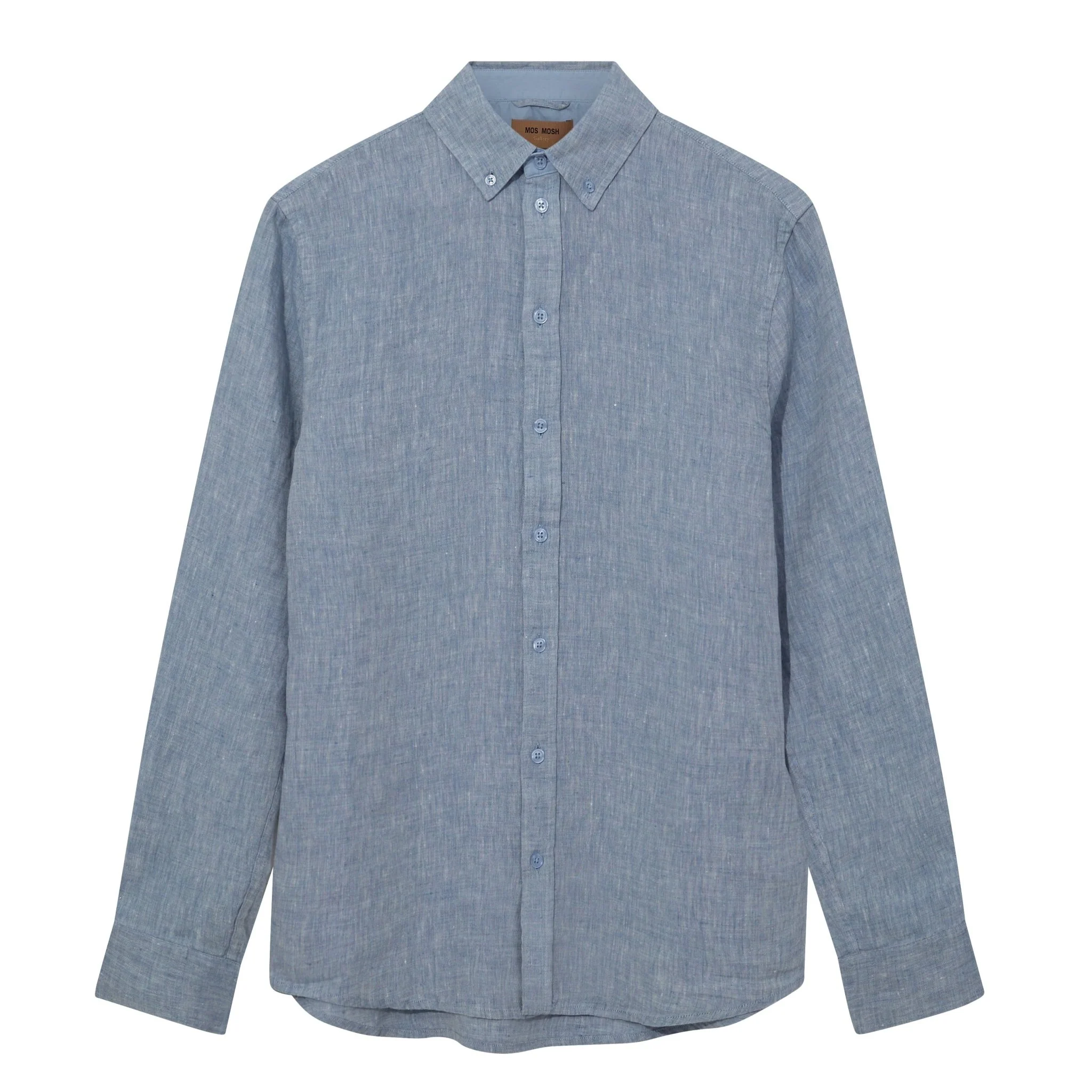 Mos Mosh Gallery Theo Linen Shirt Light Blue Melange