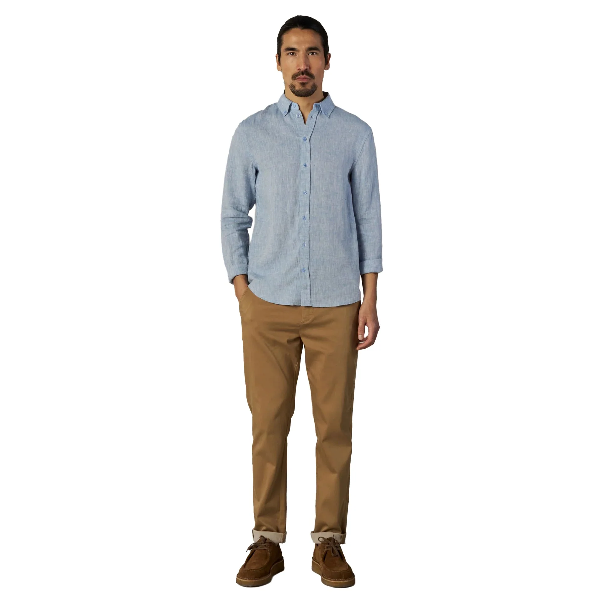 Mos Mosh Gallery Theo Linen Shirt Light Blue Melange - Image 2