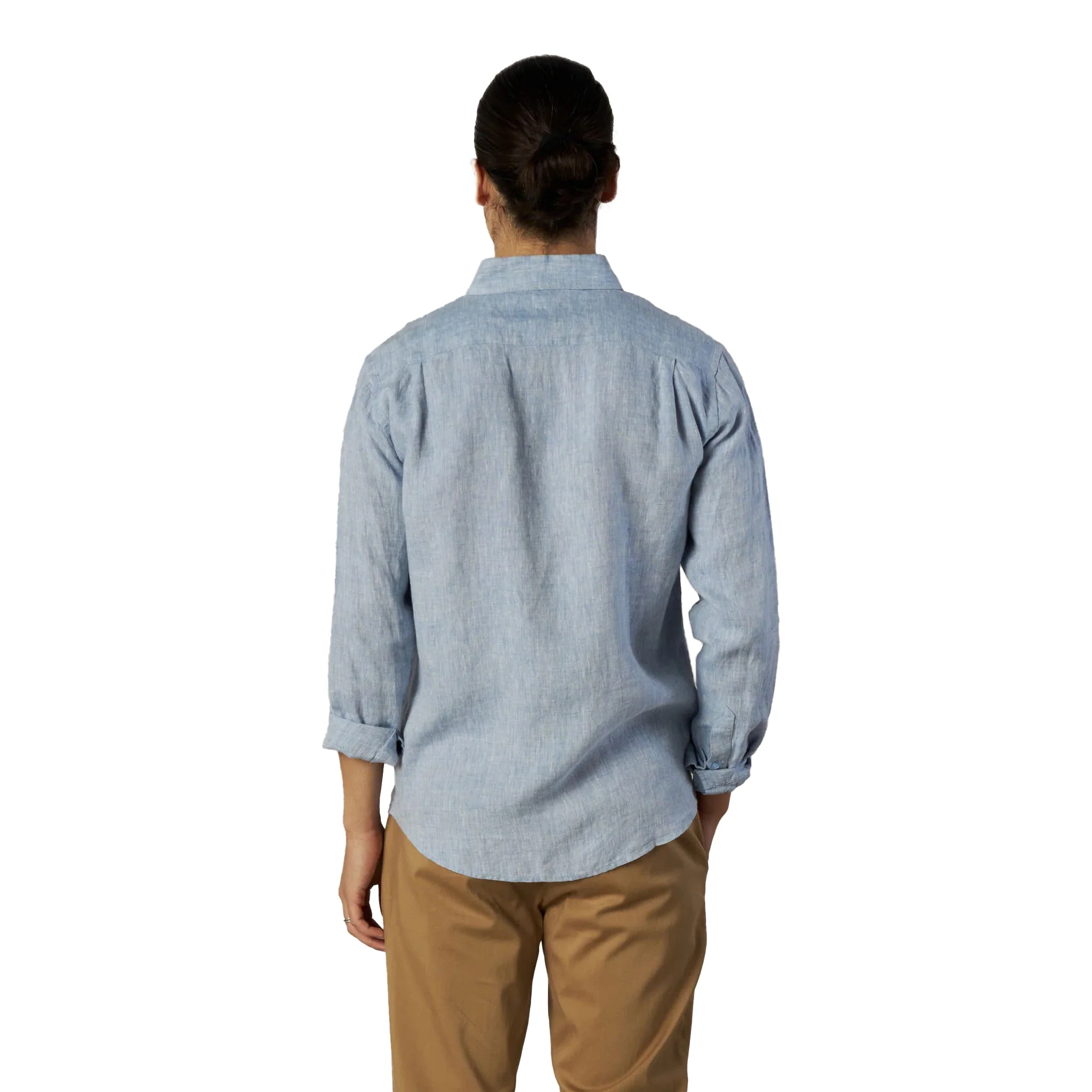 Mos Mosh Gallery Theo Linen Shirt Light Blue Melange - Image 4