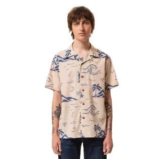 Nudie Jeans Arvid Waves Hawaii Shirt Ecru