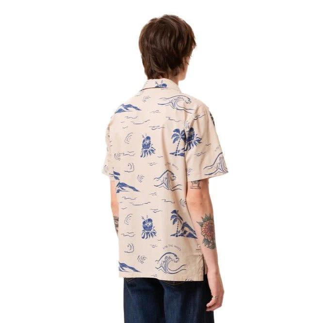 Nudie Jeans Arvid Waves Hawaii Shirt Ecru - Image 2