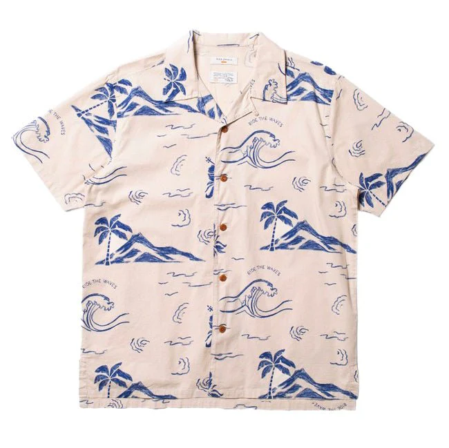 Nudie Jeans Arvid Waves Hawaii Shirt Ecru - Image 3