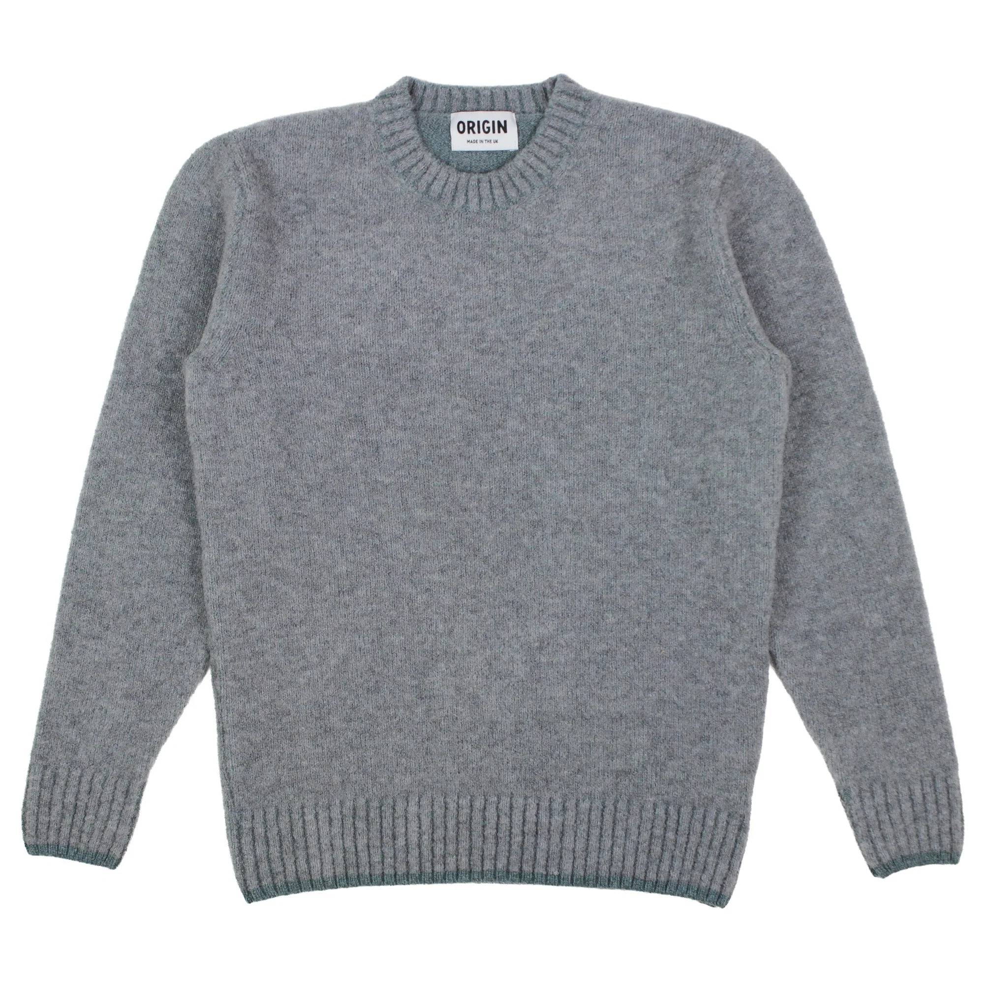 Origin Knitwear Piccadilly Crew Mid Grey / Caspian