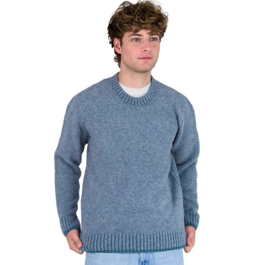 Origin Knitwear Piccadilly Crew Mid Grey / Caspian - Image 2