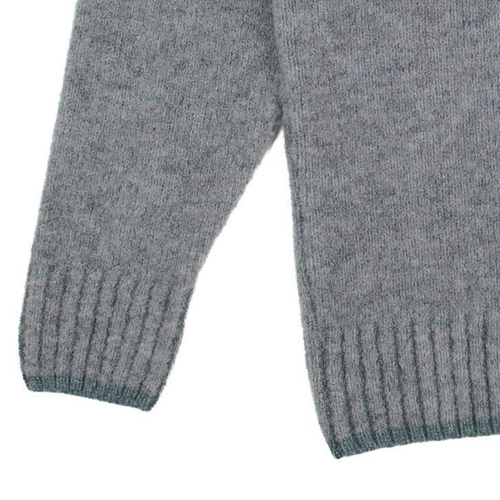 Origin Knitwear Piccadilly Crew Mid Grey / Caspian - Image 3