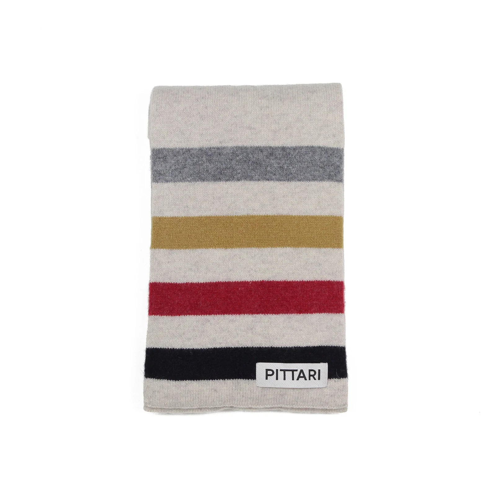 Pittari Knitwear Block Stripe Scarf Blues & Reds & Mustard