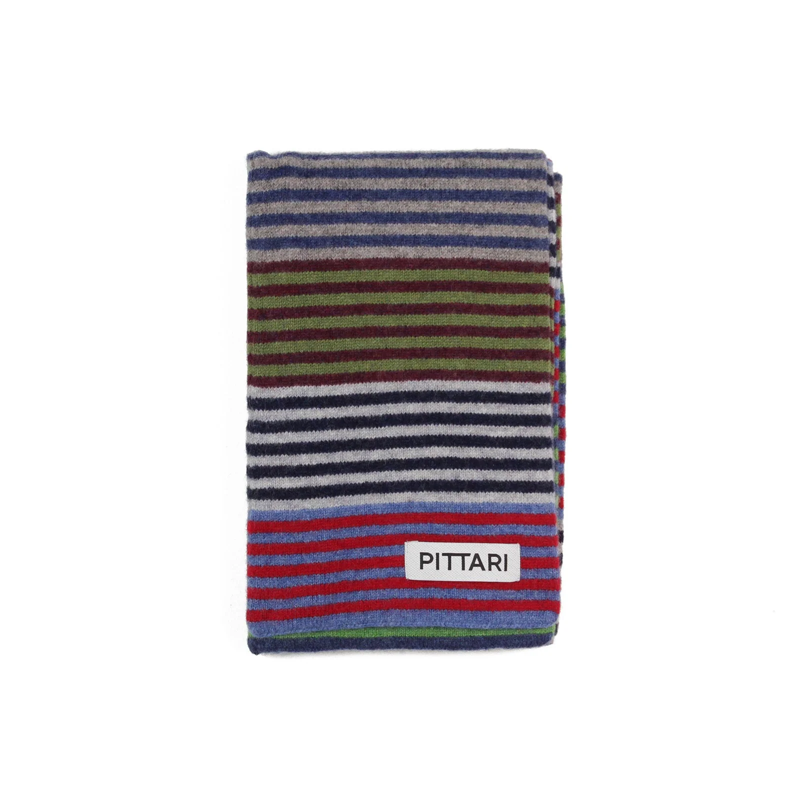 Pittari Knitwear Multi Stripe Scarf Greens & Blues