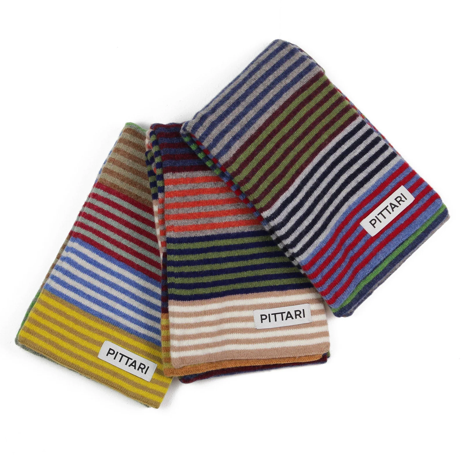 Pittari Knitwear Multi Stripe Scarf Yellows & Browns - Image 2