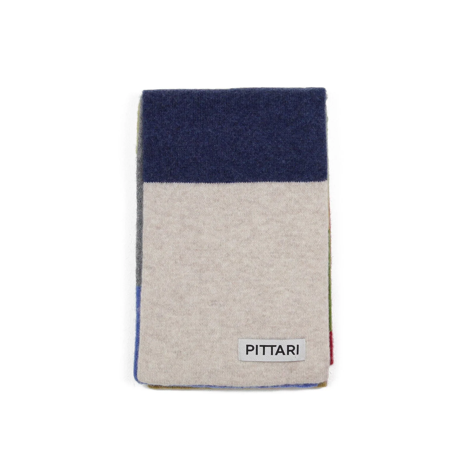Pittari Knitwear Wide Multi Stripe Scarf Nat/Blue/Sienna