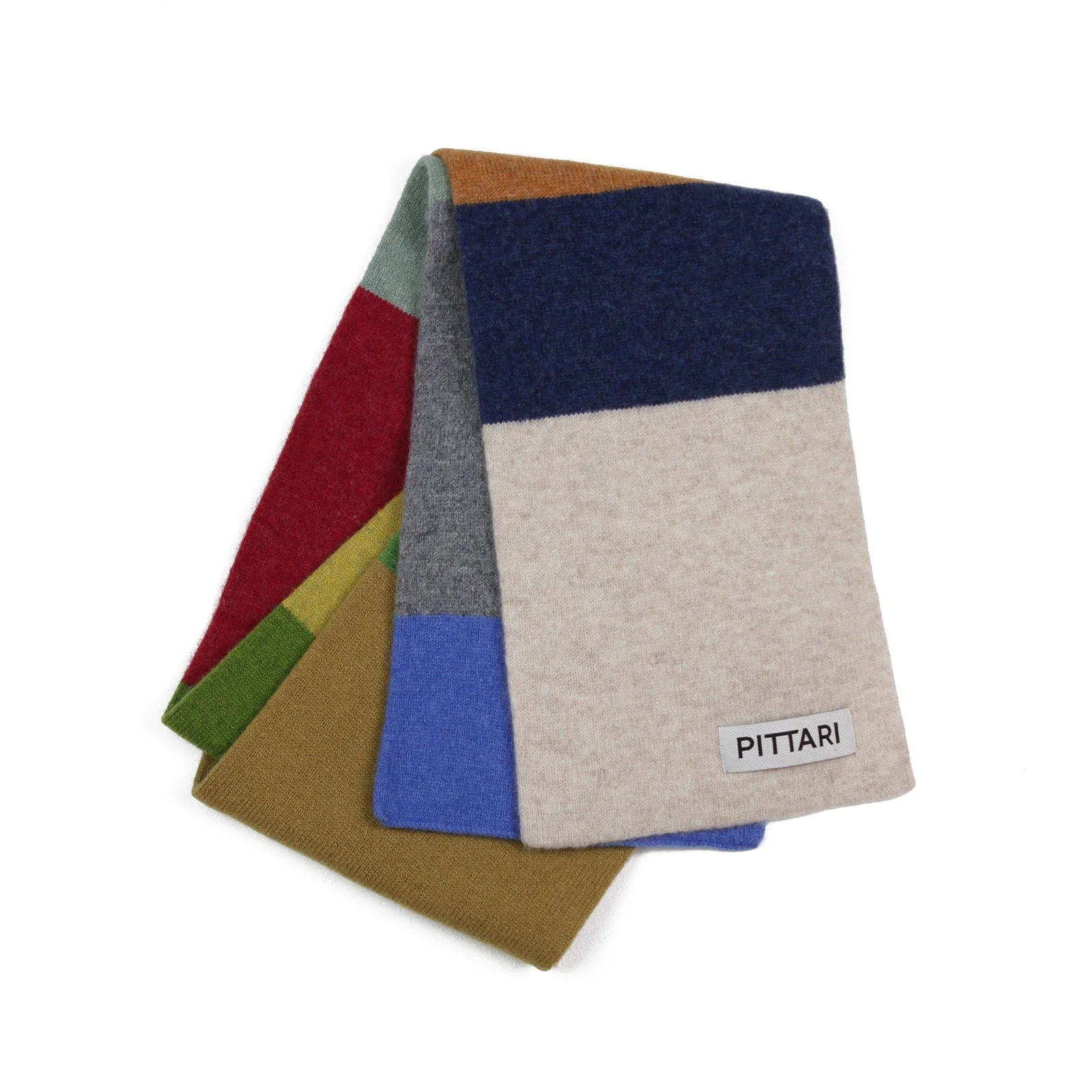 Pittari Knitwear Wide Multi Stripe Scarf Nat/Blue/Sienna - Image 2