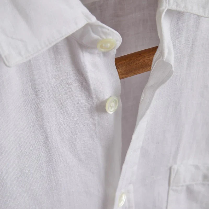 Portuguese Flannel Linen Long Sleeve Shirt White - Image 3